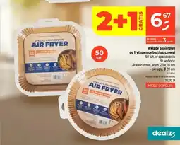 Dealz Wkłady papierowe do frytkownicy beztłuszczowej kwadratowe 20x20 cm oferta