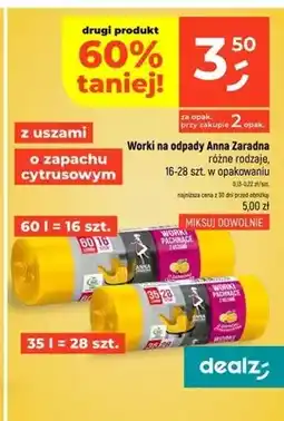 Dealz Worki na odpady Anna Zaradna z uszami o zapachu cytrusowym oferta