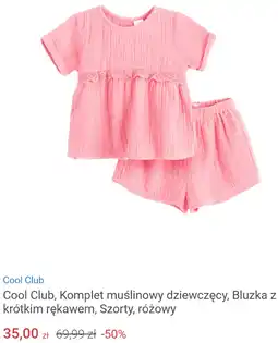 Smyk Cool Club, Komplet muślinowy dziewczęcy, Bluzka z krótkim rękawem, Szorty, różowy oferta