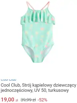 Smyk Cool Club, Strój kąpielowy dziewczęcy jednoczęściowy, UV 50, turkusowy oferta