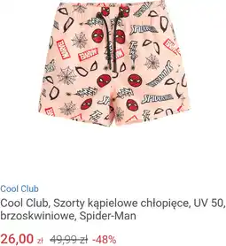 Smyk Cool Club, Szorty kąpielowe chłopięce, UV 50, brzoskwiniowe, Spider-Man oferta