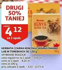 Auchan HERBATA CZARNA KENIJSKA GRANULOWANA LUB W TOREBKACH 30-120 g WYBRANE RODZAJE oferta