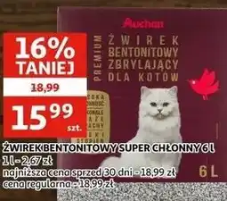 Auchan Żwirek bentonitowy super chłonny Auchan oferta