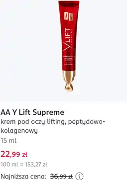 Rossmann AA Y Lift Supreme krem pod oczy lifting, peptydowo-kolagenowy oferta