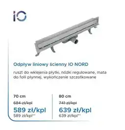 Blu Odpływ liniowy ścienny IO NORD 70 cm oferta