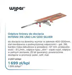 Blu Odpływ liniowy do docięcia wiper INTENSI 316 UNO LIN 1200 SILVER oferta