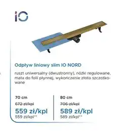 Blu Odpływ liniowy slim IO NORD 70 cm oferta