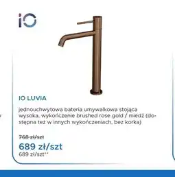 Blu Bateria umywalkowa stojąca wysoka iO Luvia brushed rose gold / miedź oferta