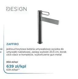 Blu Bateria umywalkowa wysoka do umywalki nablatowej Design Zaffiro gun metal oferta