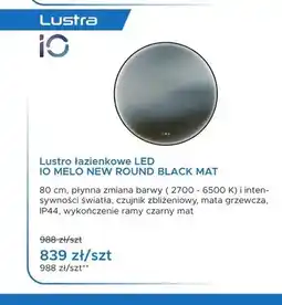 Blu Lustro łazienkowe LED io Melo New Round Black Mat oferta