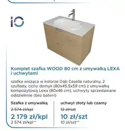 Blu Komplet szafka WOOD 80 cm z umywalką LEXA i uchwytami IO oferta