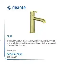 Blu Bateria umywalkowa Deante Silia niska złoto szczotkowane oferta