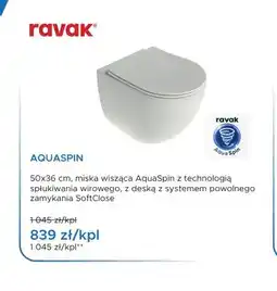 Blu Miska WC wisząca Ravak Aquaspin z deską oferta