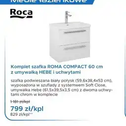 Blu Komplet szafka ROMA COMPACT 60 cm z umywalką HEBE i uchwytami Roca oferta