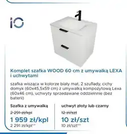Blu Komplet szafka WOOD 60 cm z umywalką LEXA i uchwytami IO oferta