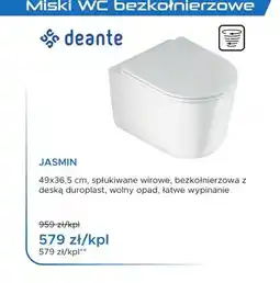 Blu Miska WC bezkołnierzowa Deante Jasmin oferta