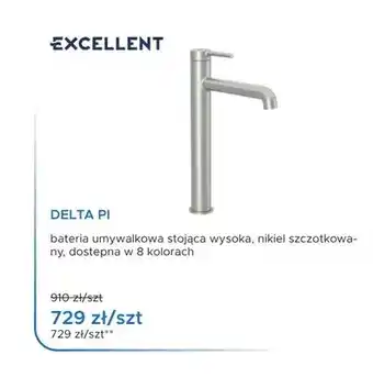 Bateria umywalkowa stojąca wysoka Excellent Delta Pi nikiel szczotkowana