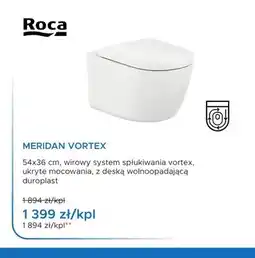 Blu Miska WC wisząca Roca Meridan Vortex z deską duroplast wolnoopadającą oferta