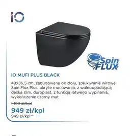 Blu Miska WC wisząca IO Mufi Plus Black z deską slim czarny mat oferta