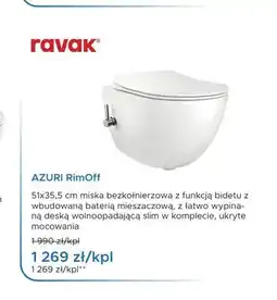 Blu Miska WC wisząca Ravak Azuri RimOff z funkcją bidetu i deską oferta