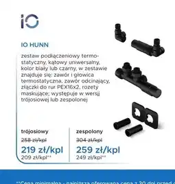 Blu Zestaw podłączeniowy termostatyczny IO HUNN trójosiowy oferta