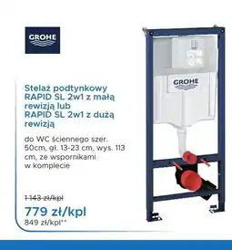 Blu Stelaż podtynkowy GROHE RAPID SL 2w1 z małą rewizją oferta