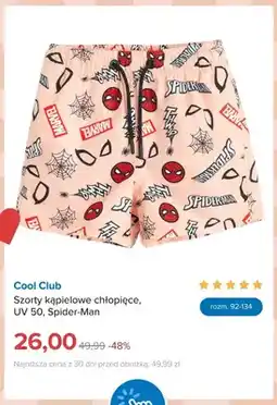 Smyk Szorty kąpielowe chłopięce Cool Club UV 50 Spider-Man oferta