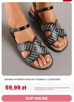 Renee Sandały na niskim koturnie z paskiem z cyrkoniami Renee oferta