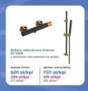 Bateria natryskowa ścienna IO Vida czarno-złota