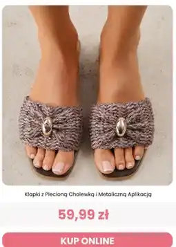 Renee Klapki z plecioną cholewką i metaliczną aplikacją Renee oferta