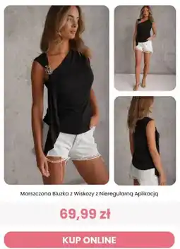 Renee Bluzka damska Renee Marszczona z Wiskozy z Nieregularną Aplikacją oferta