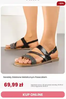 Renee Sandały damskie zdobione metalicznym paseczkiem Renee oferta