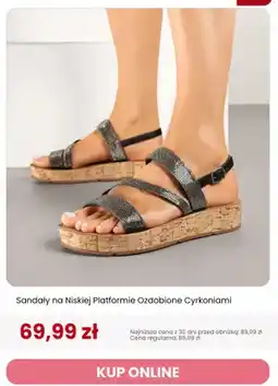Renee Sandały na niskiej platformie ozdobione cyrkoniami Renee oferta