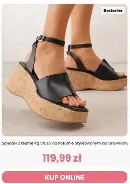 Renee Sandały z klamerką VICES na koturnie stylizowanym na drewniany oferta
