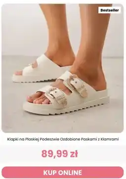 Renee Klapki na płaskiej podeszwie ozdobione paskami z klamrami Renee oferta