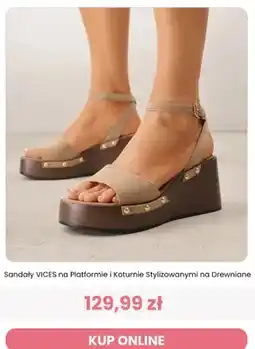 Renee Sandały VICES na Platformie i Koturnie Stylizowanymi na Drewniane oferta