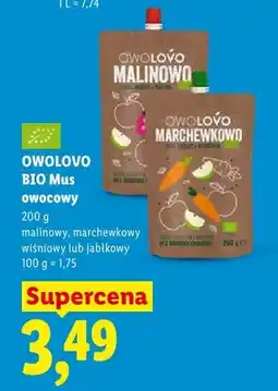 Lidl Mus owocowy Owolovo BIO marchewkowy oferta
