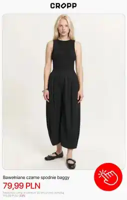 Spodnie baggy bawełniane czarne Cropp