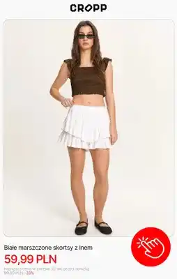 Cropp Skortsy marszczone białe z lnem Cropp oferta