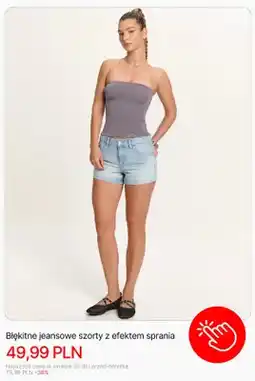 Cropp Szorty jeansowe Cropp błękitne z efektem sprania oferta