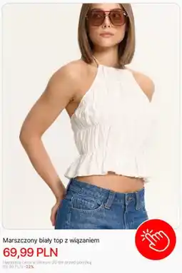 Cropp Top marszczony biały z wiązaniem Cropp oferta