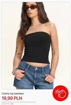 Czarny top bandeau Cropp