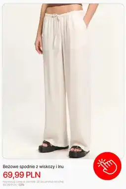 Cropp Spodnie beżowe z wiskozy i lnu Cropp oferta