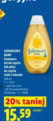 Lidl Płyn do mycia ciała i włosów dla dzieci Johnson's Baby oferta