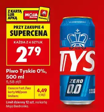 Biedronka Piwo bezalkoholowe Tyskie oferta