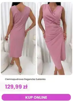 Modna Kiecka Sukienka elegancka ciemnopudrowa ModnaKiecka.pl oferta
