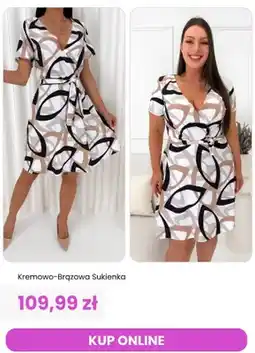 Modna Kiecka Sukienka kremowo-brązowa ModnaKiecka.pl oferta