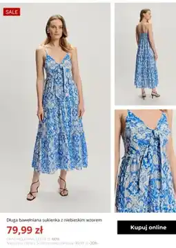 Greenpoint Sukienka długa bawełniana z niebieskim wzorem Greenpoint oferta
