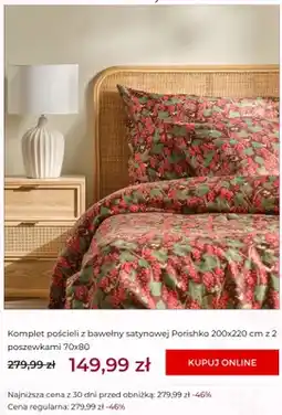 Home&You Komplet pościeli z bawełny satynowej Porishko 200x220 cm z 2 poszewkami 70x80 oferta