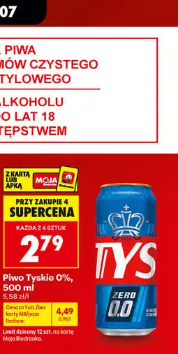 Biedronka Piwo Tyskie 0% oferta